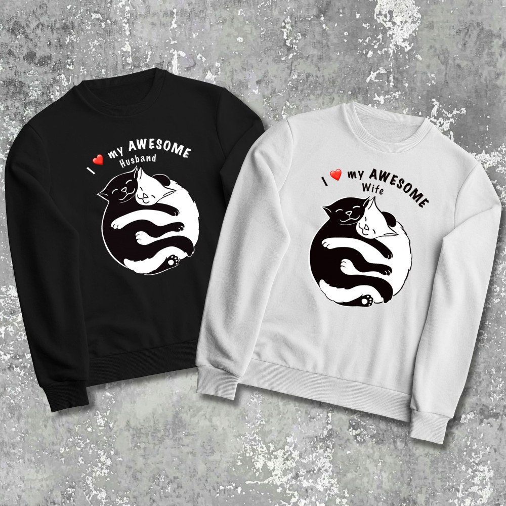 Парные свитшоты с принтом - l love my awesоme!