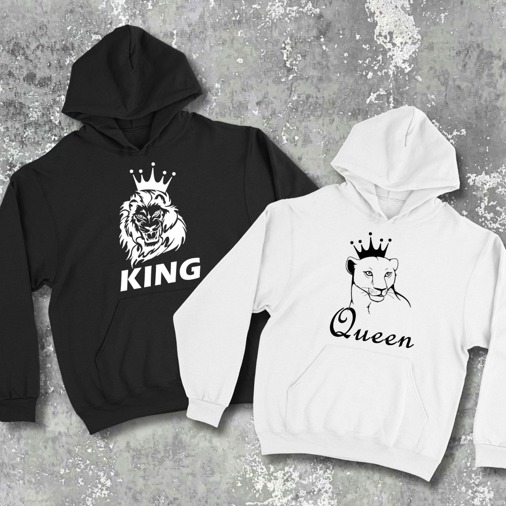 Парные худи с принтом - King\queen!