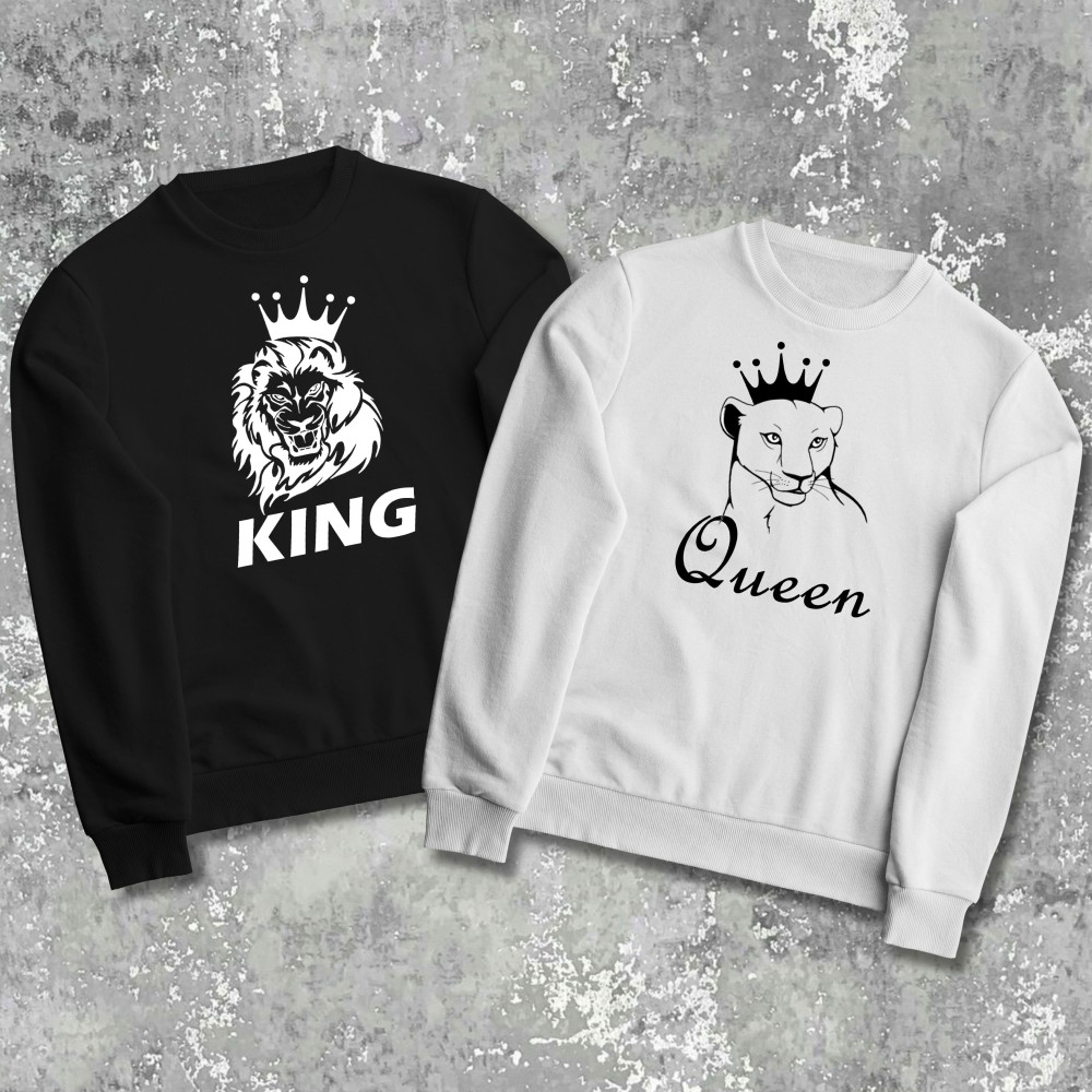 Парные свитшоты с принтом - King\queen!