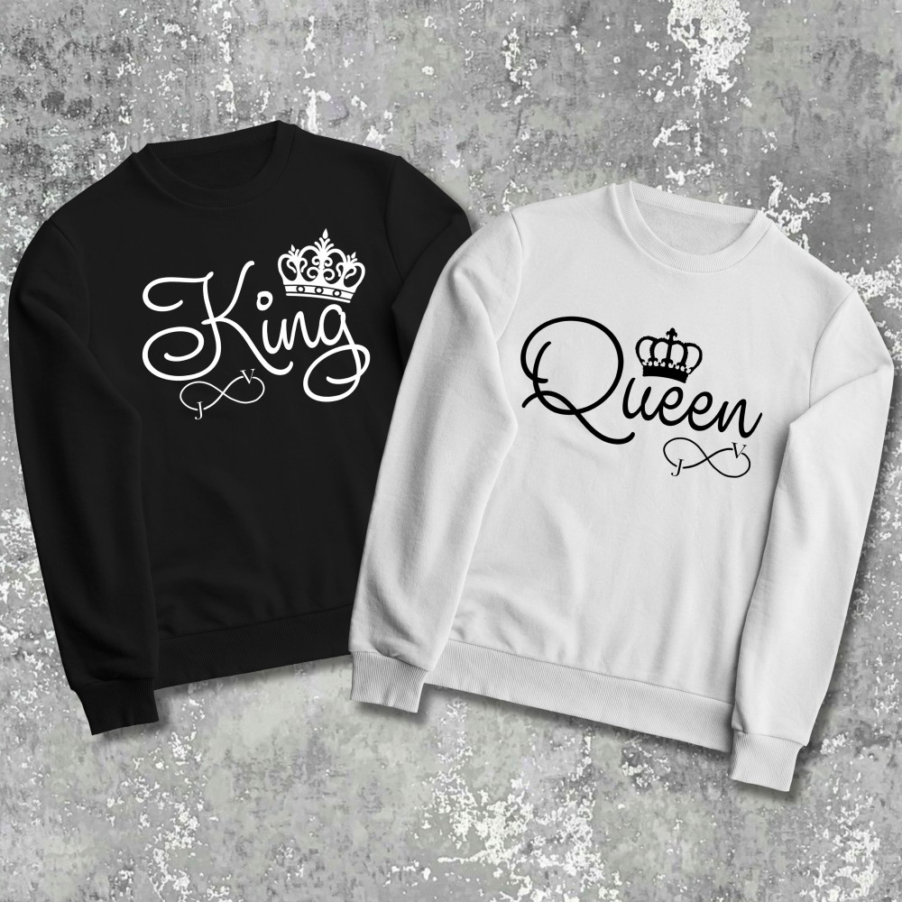 Парные свитшоты с принтом - King\queen!