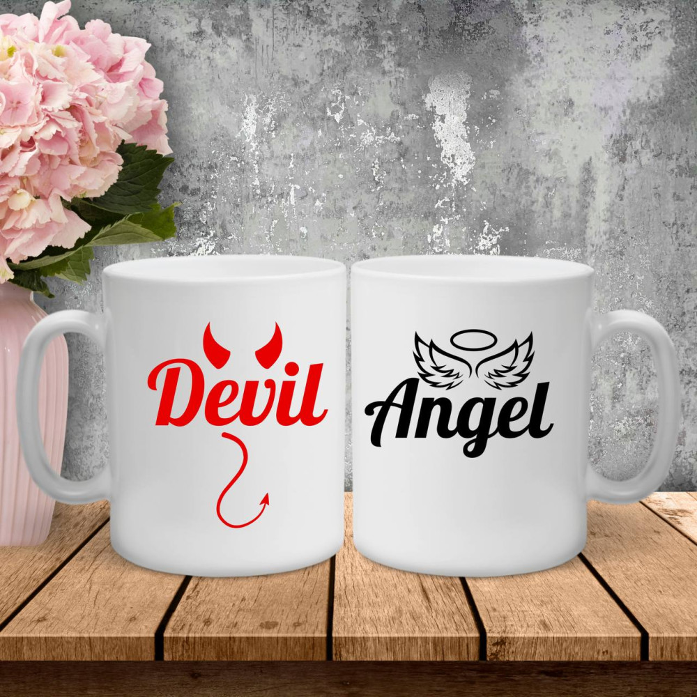 Парні чашки з принтом - Devil/Angel