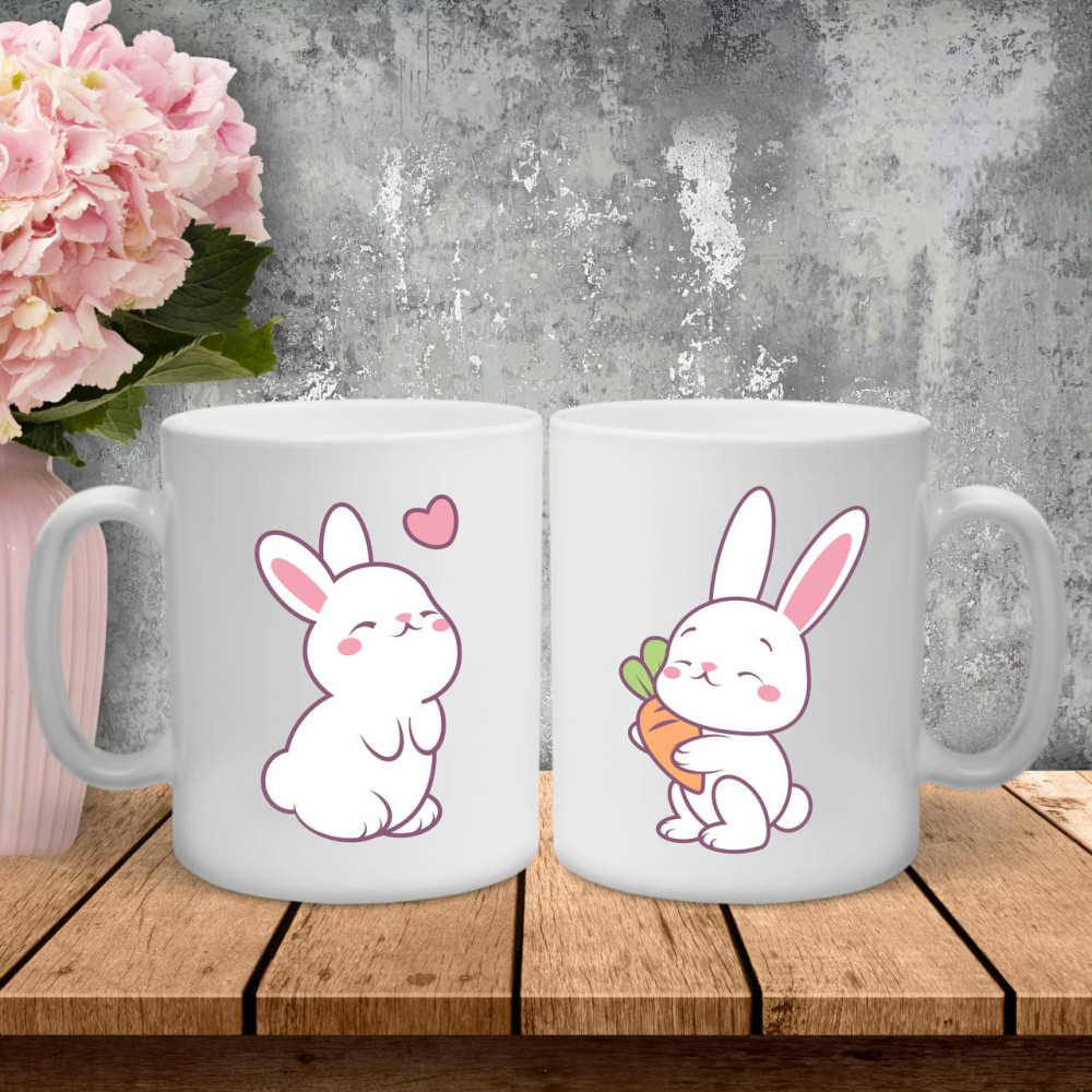 Парні чашки з принтом -  Зайчики 