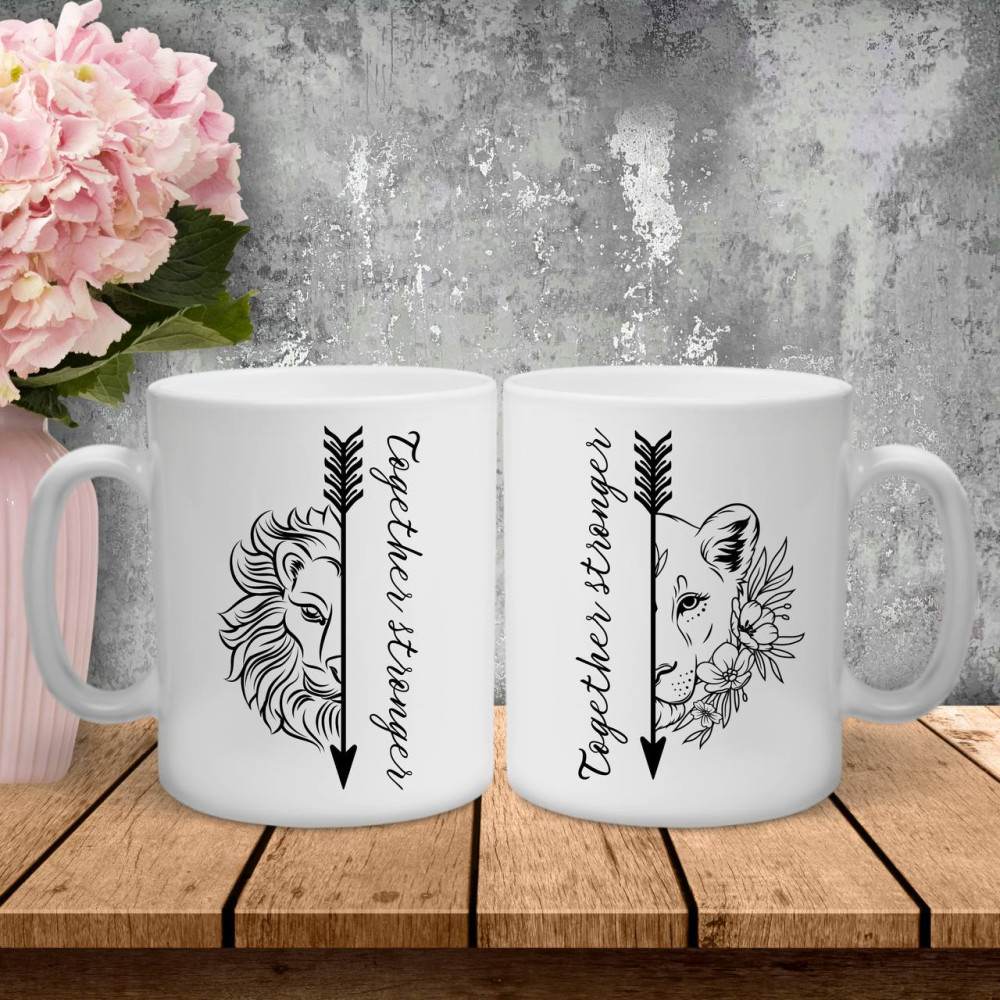 Парні чашки з принтом -  Лев/Левиця