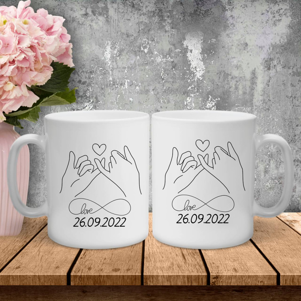 Парні чашки з принтом -  Ініціали 