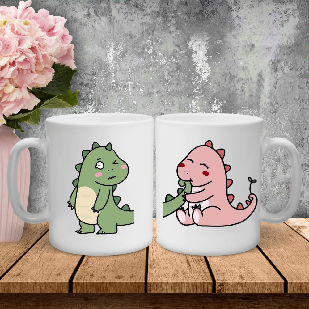 Парні чашки з принтом -  Динозаври!