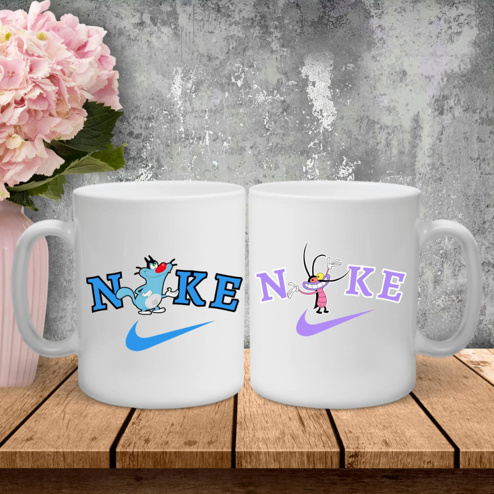 Парные чашки с принтом –  Огги и тараканы!