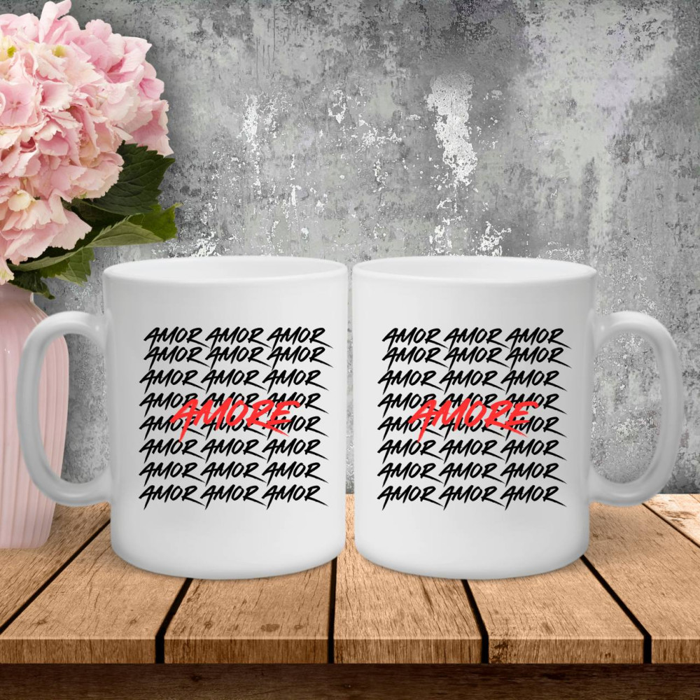 Парні чашки з принтом - Amor!