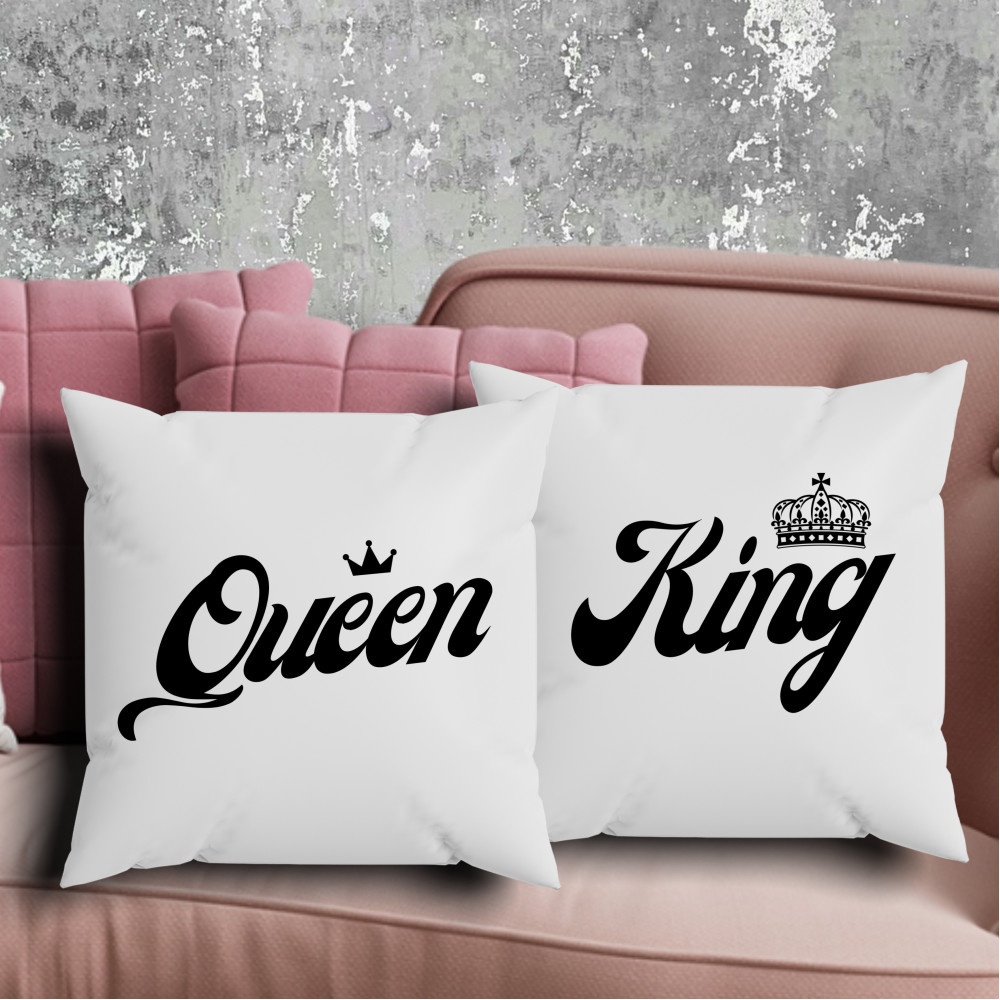 Парні подушки з принтом - Queen|King