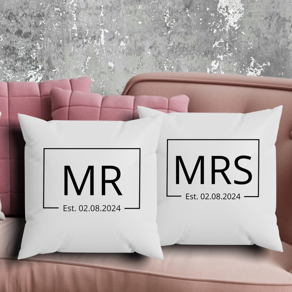 Парні подушки з принтом - Mr|Mrs