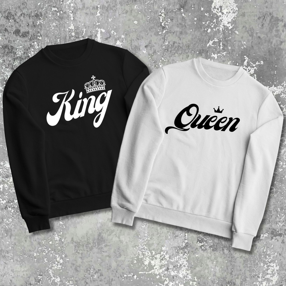 Парные свитшоты с принтом - King\queen!