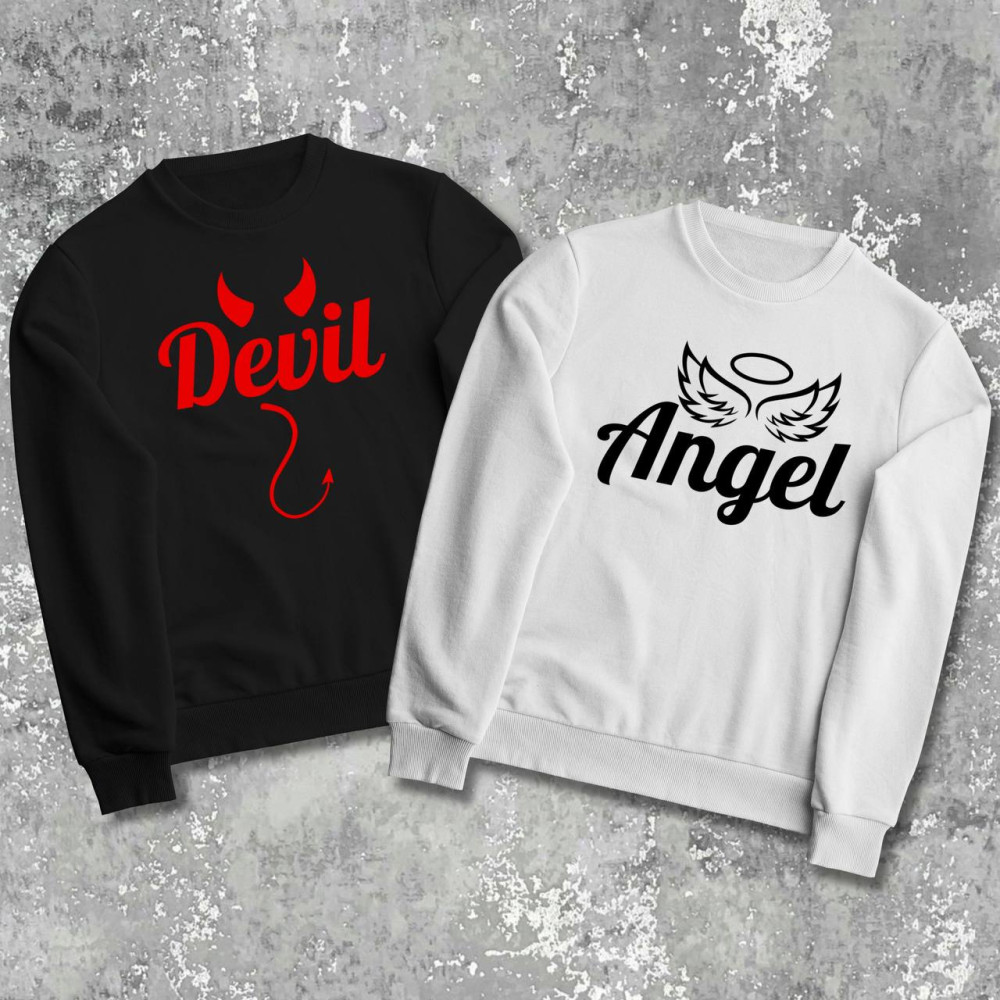 Парні світшоти з принтом - Angel|Devil!