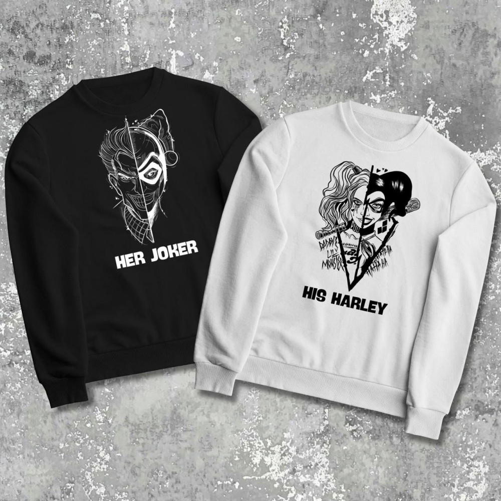 Парные свитшоты с принтом - Joker|Harley Quinn!