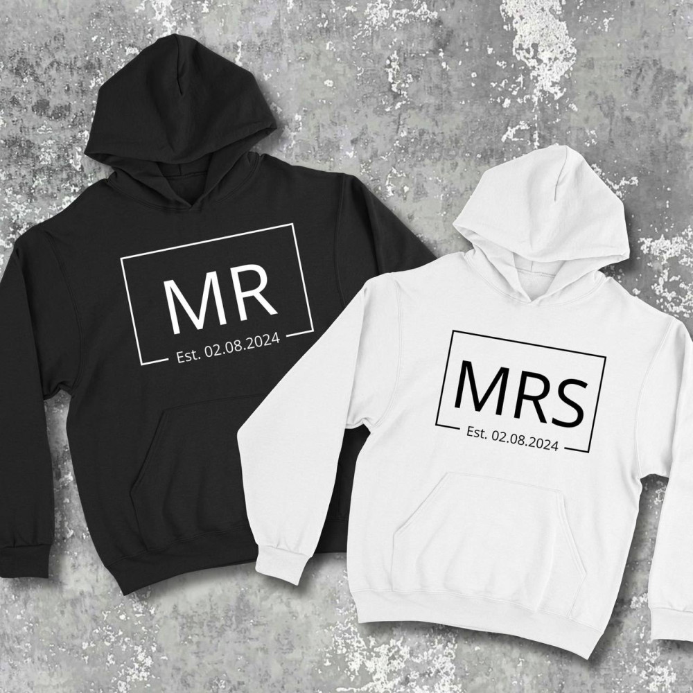 Парні худі з принтом - Mr/Mrs!