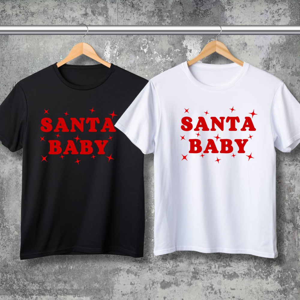 Парні футболки з принтом - Santa Baby!