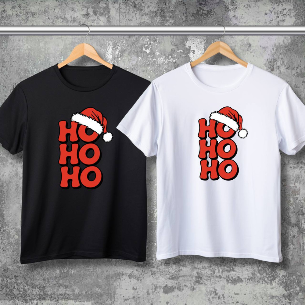 Парні футболки з принтом - Ho-Ho-Ho!
