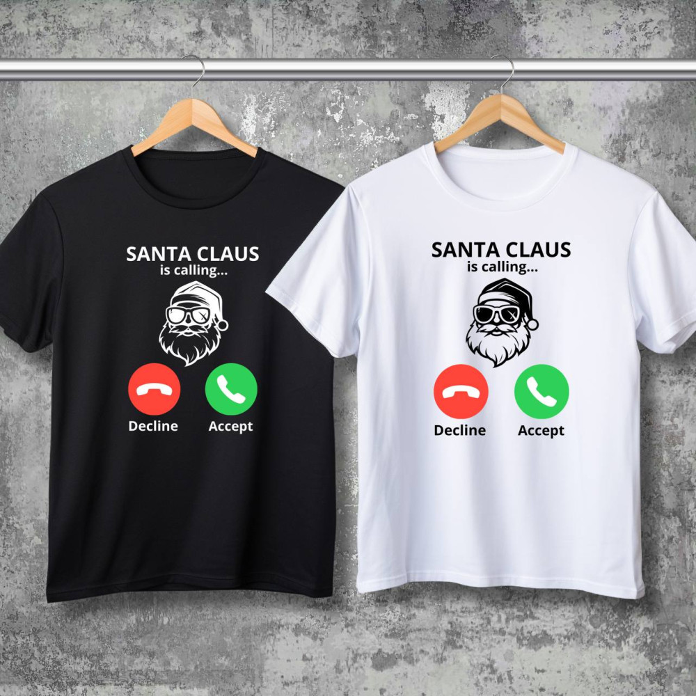 Парні футболки з принтом - Santa!