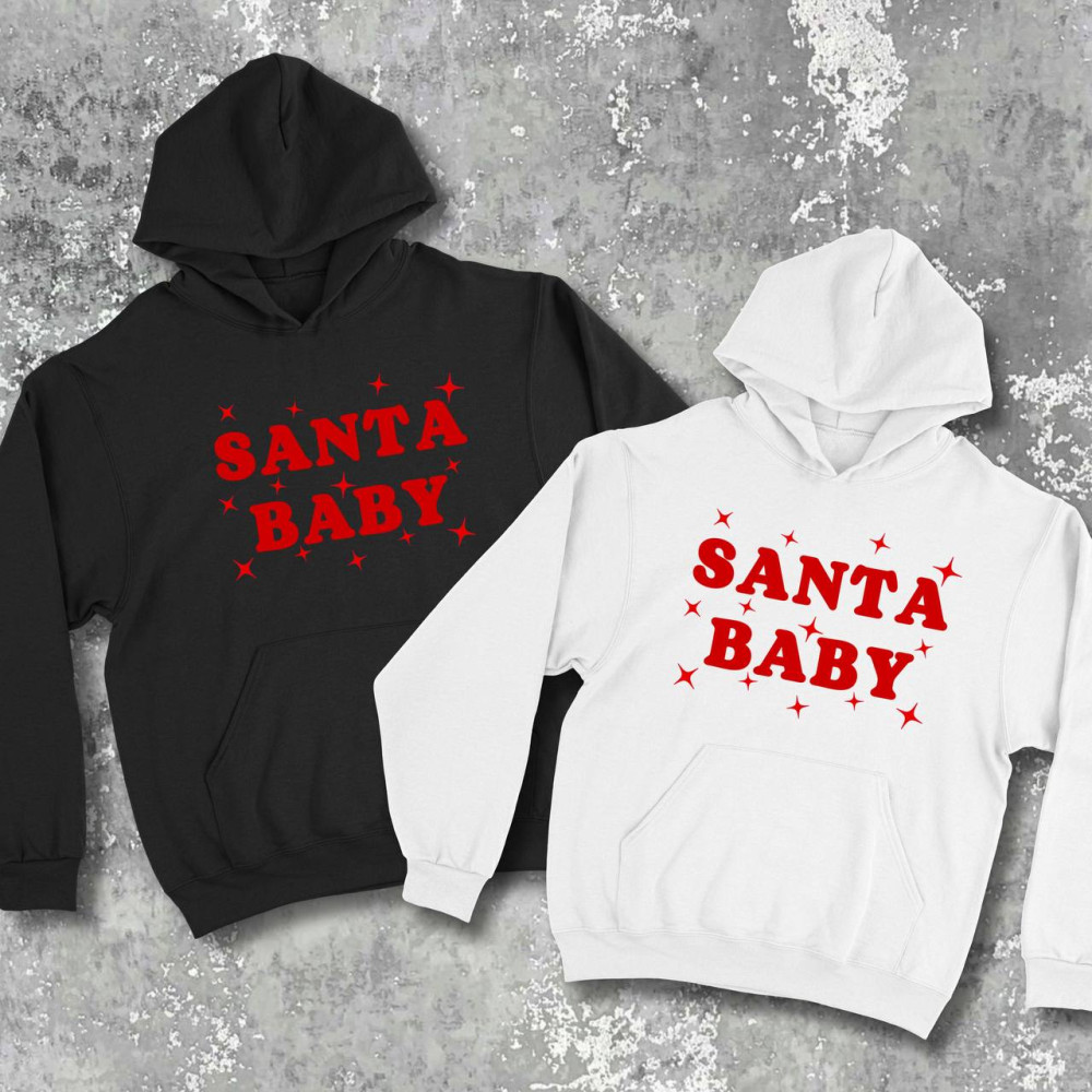 Парні худі з принтом - Santa Baby