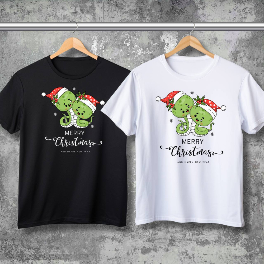 Парні футболки з принтом - Merry Christmas!