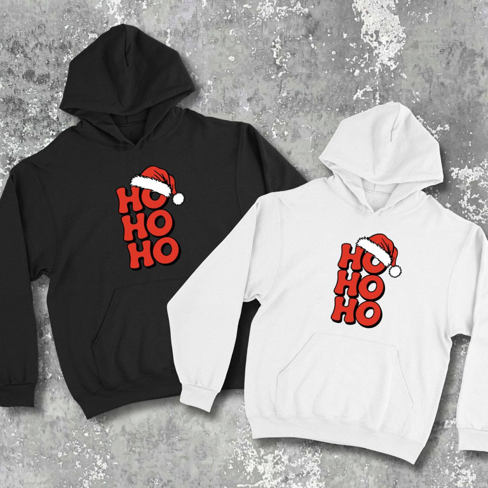 Парні худі з принтом - Ho Ho Ho
