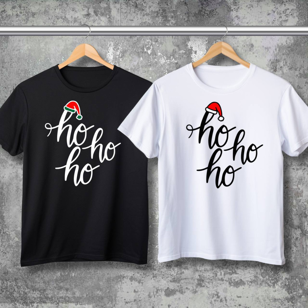 Парні футболки з принтом - Ho-Ho-Ho!