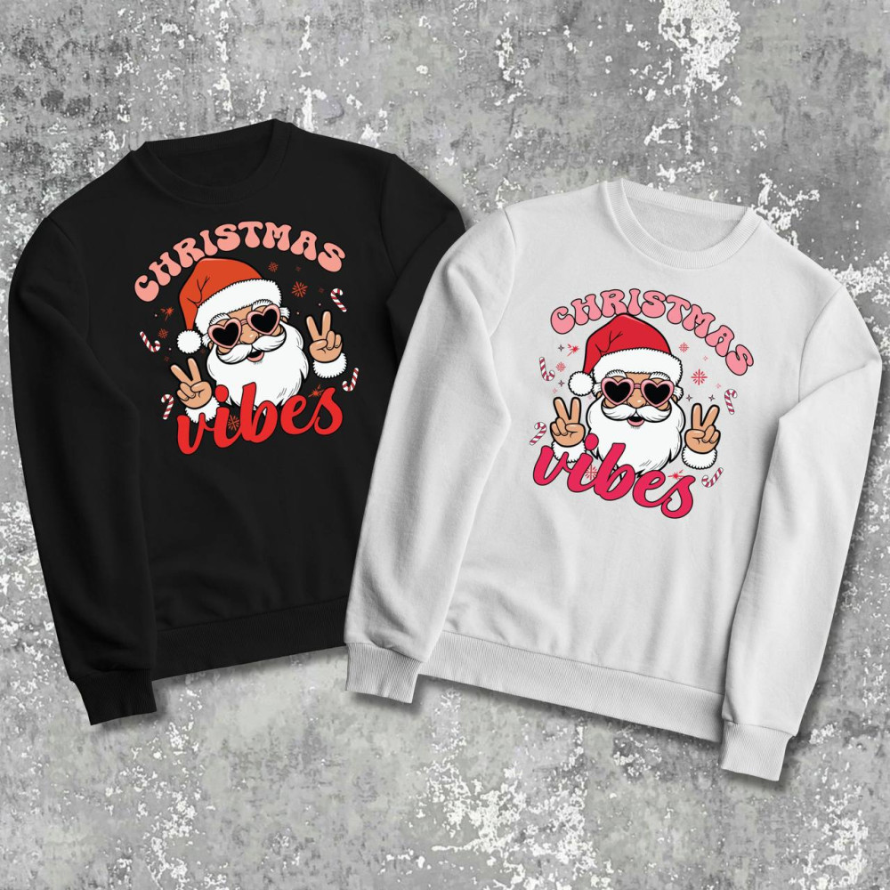 Парні світшоти з принтом -  Christmas Vibes!
