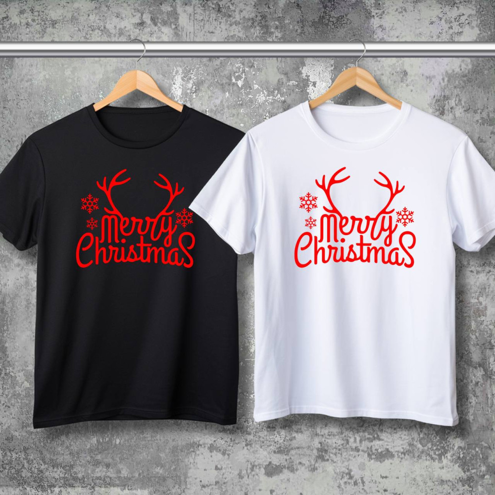 Парні футболки з принтом - Merry Christmas!