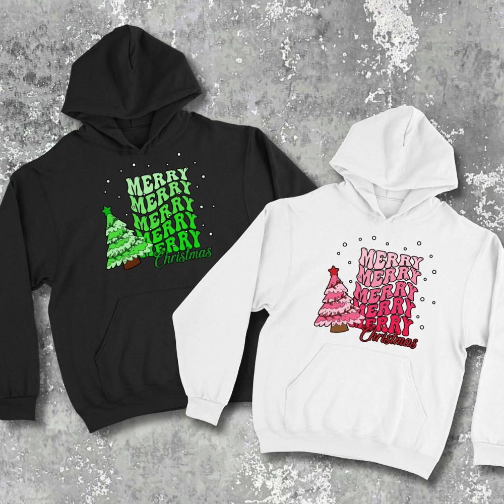 Парні худі з принтом - Merry Christamas