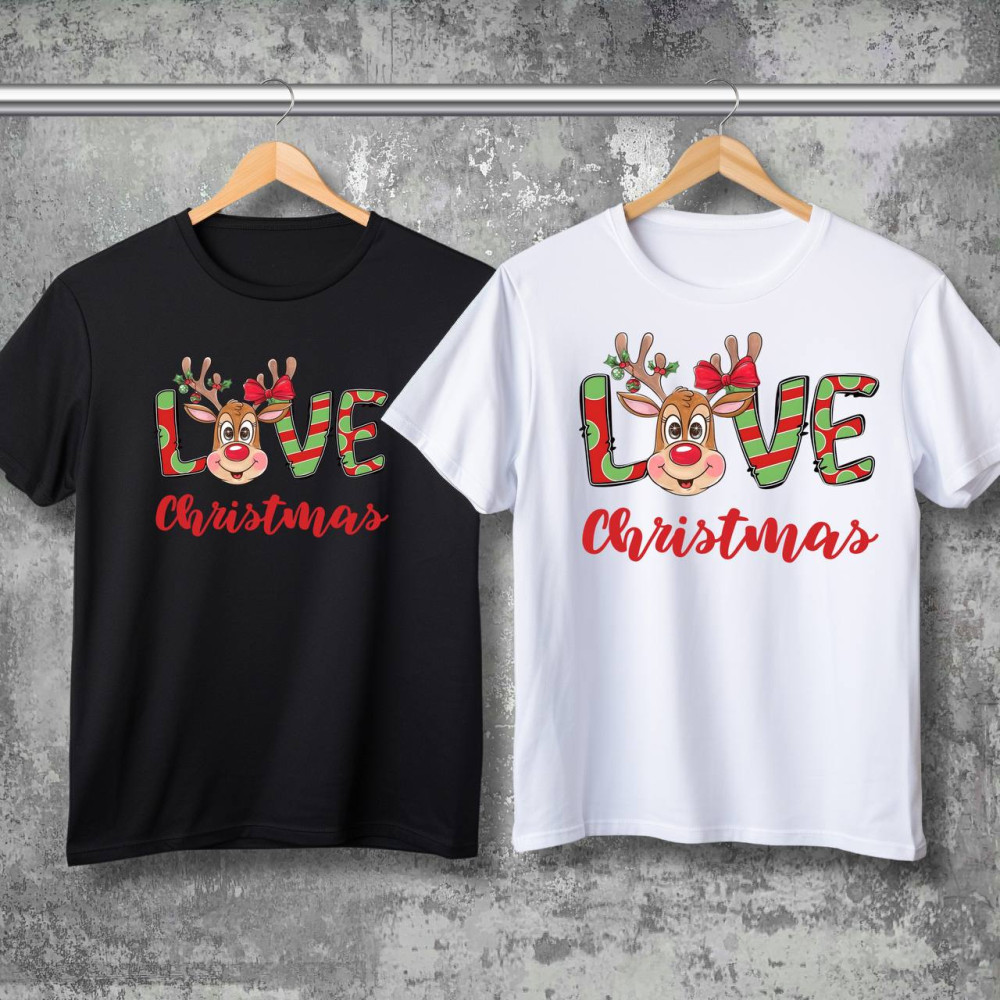 Парні футболки з принтом - Love Christmas!