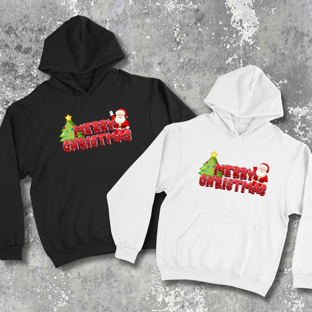 Парні худі з принтом - Merry Christamas