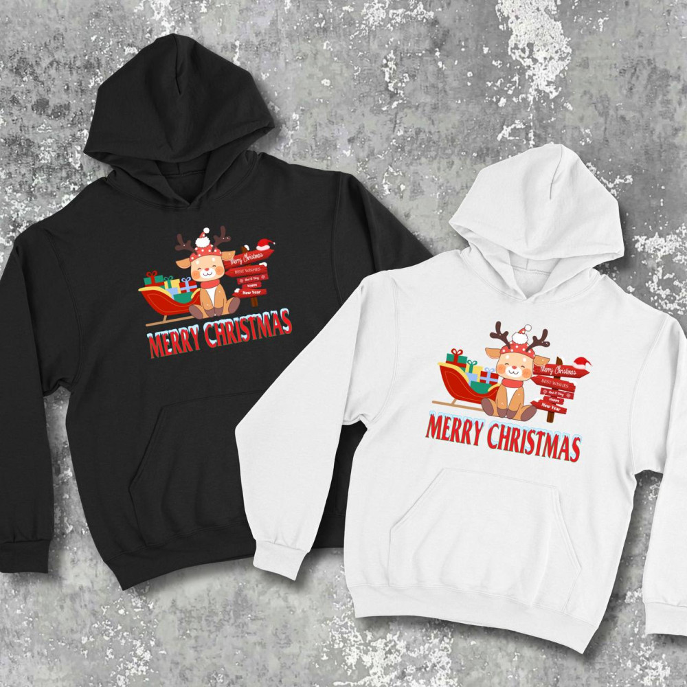 Парні худі з принтом - Merry Christamas