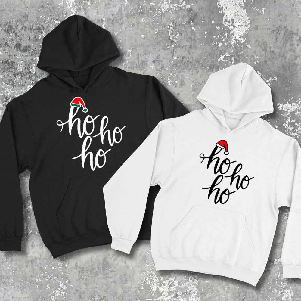 Парні худі з принтом - Ho Ho Ho
