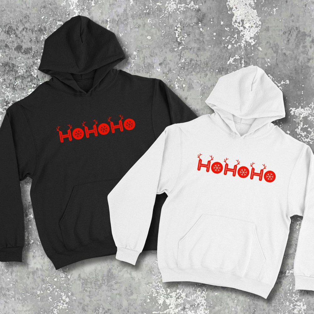 Парні худі з принтом - Ho Ho Ho