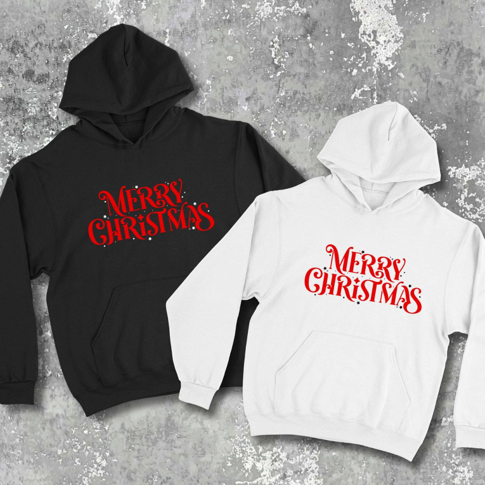 Парні худі з принтом - Merry Christamas