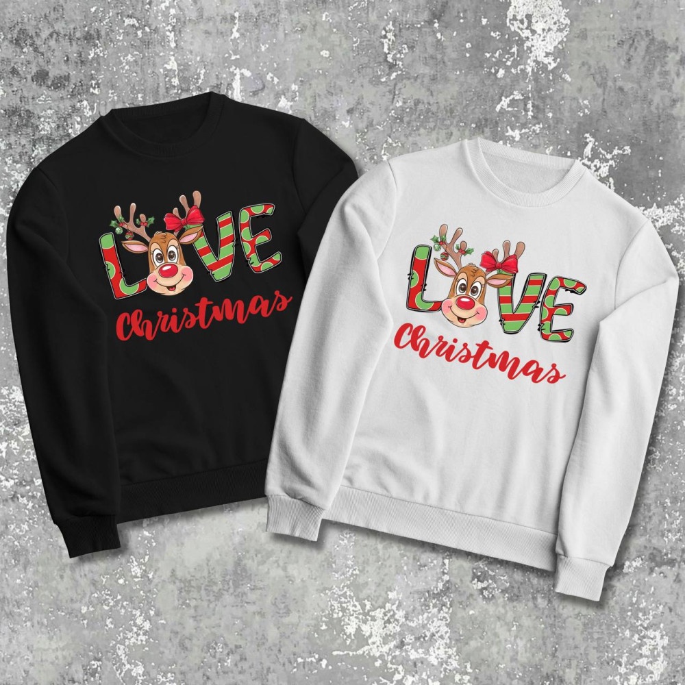 Парные свитшоты с принтом - Love Christmas