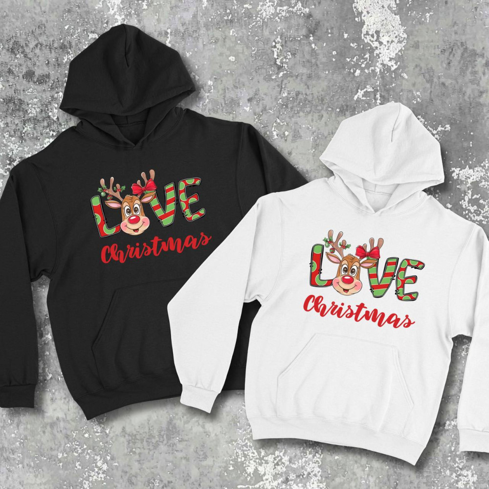 Парні худі з принтом - Love Christamas