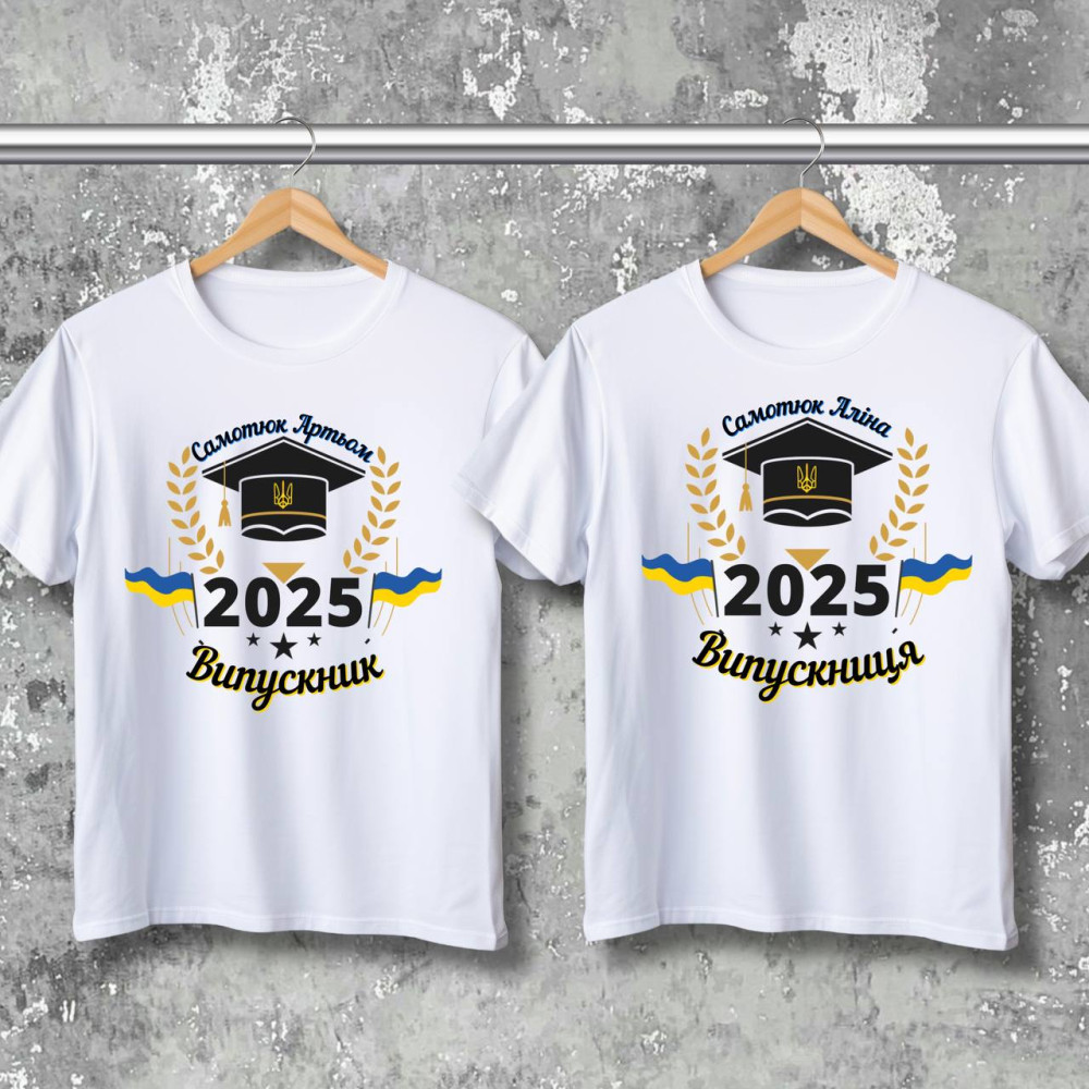 Парные футболки с принтом -  Выпускник\Выпускница 2025!