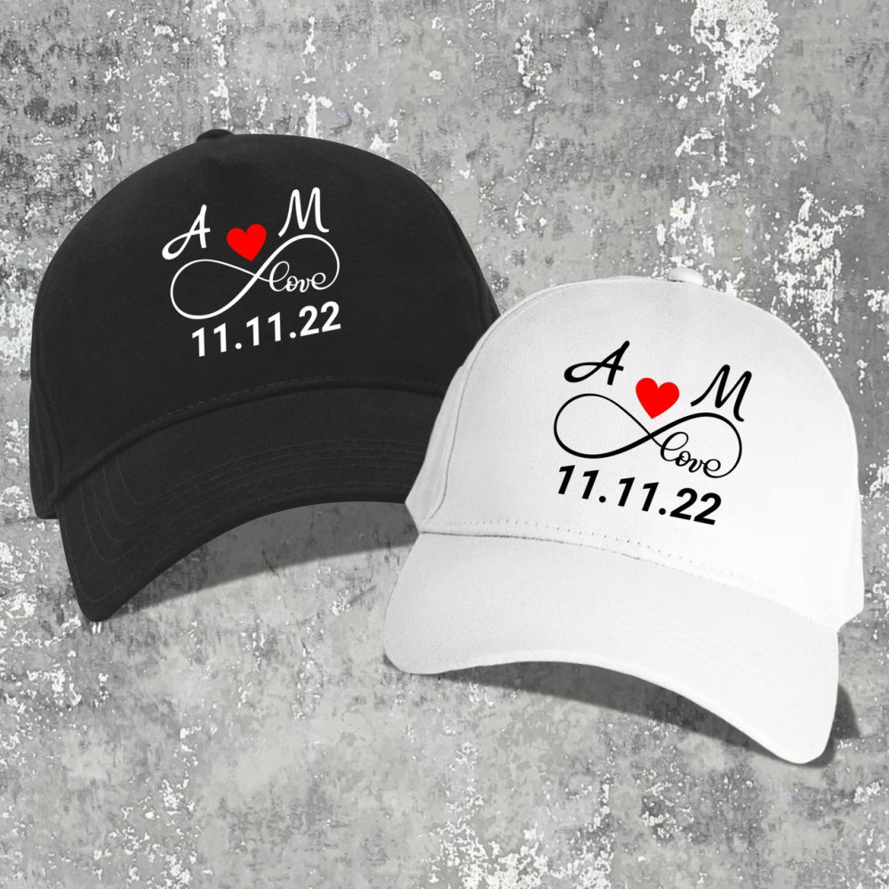 Парні бейсболки з принтом - A+М=Love!