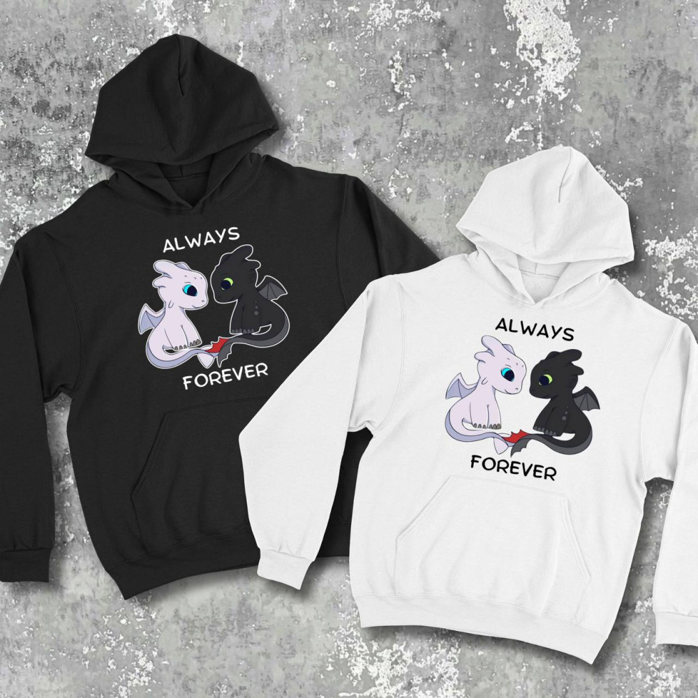 Парные худи с принтом - Always forever!