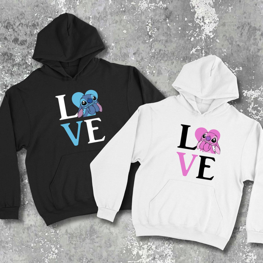 Парні худі з принтом - Love!