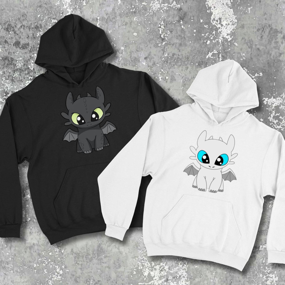 Парні худі з принтом -  Беззубик\Фурія!