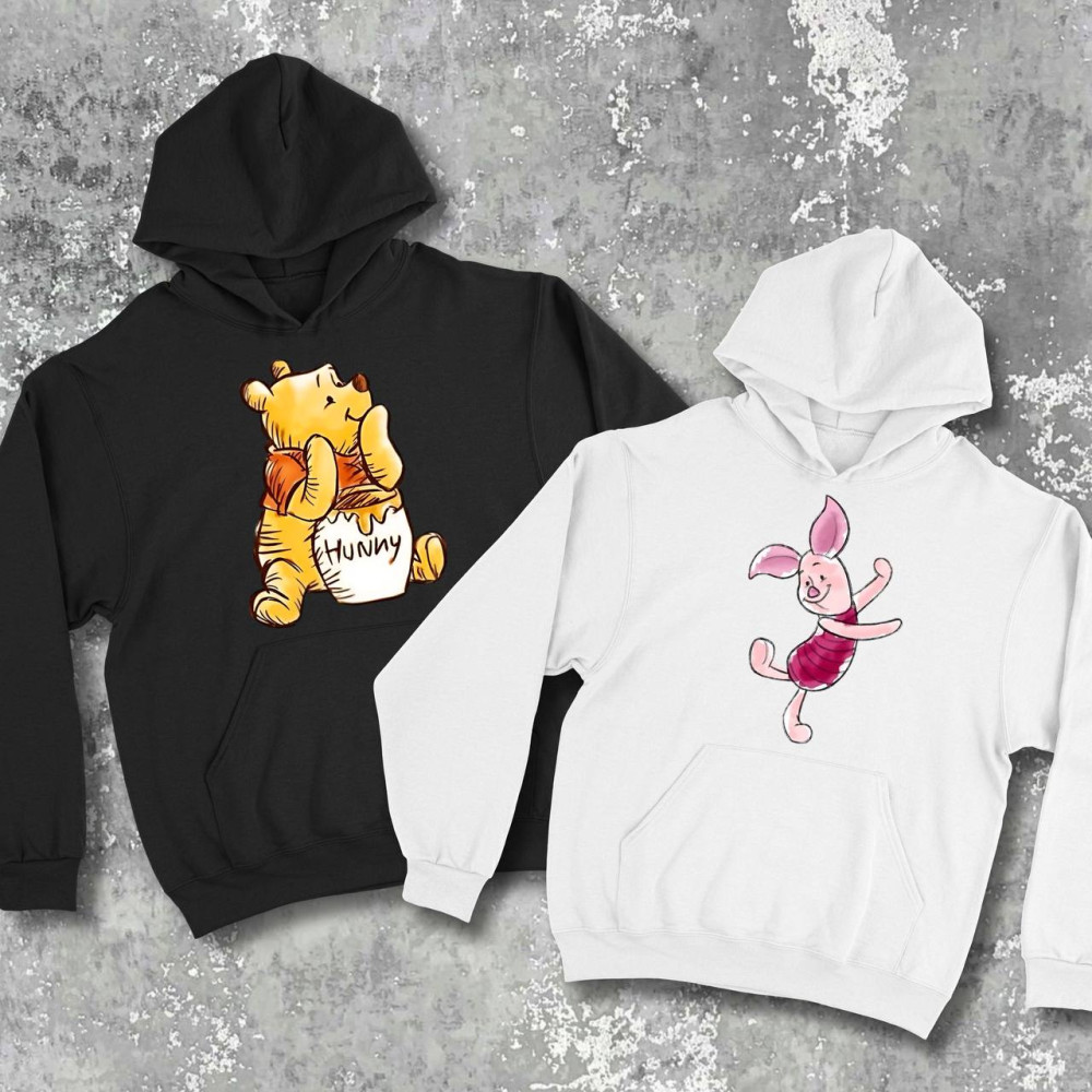 Парные худи с принтом -  Винни пух и Пятачок!