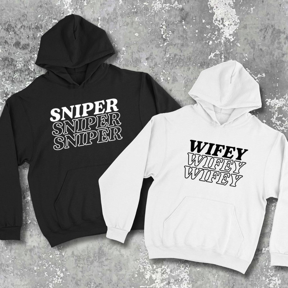 Парні худі з принтом - Sniper\Wifey!
