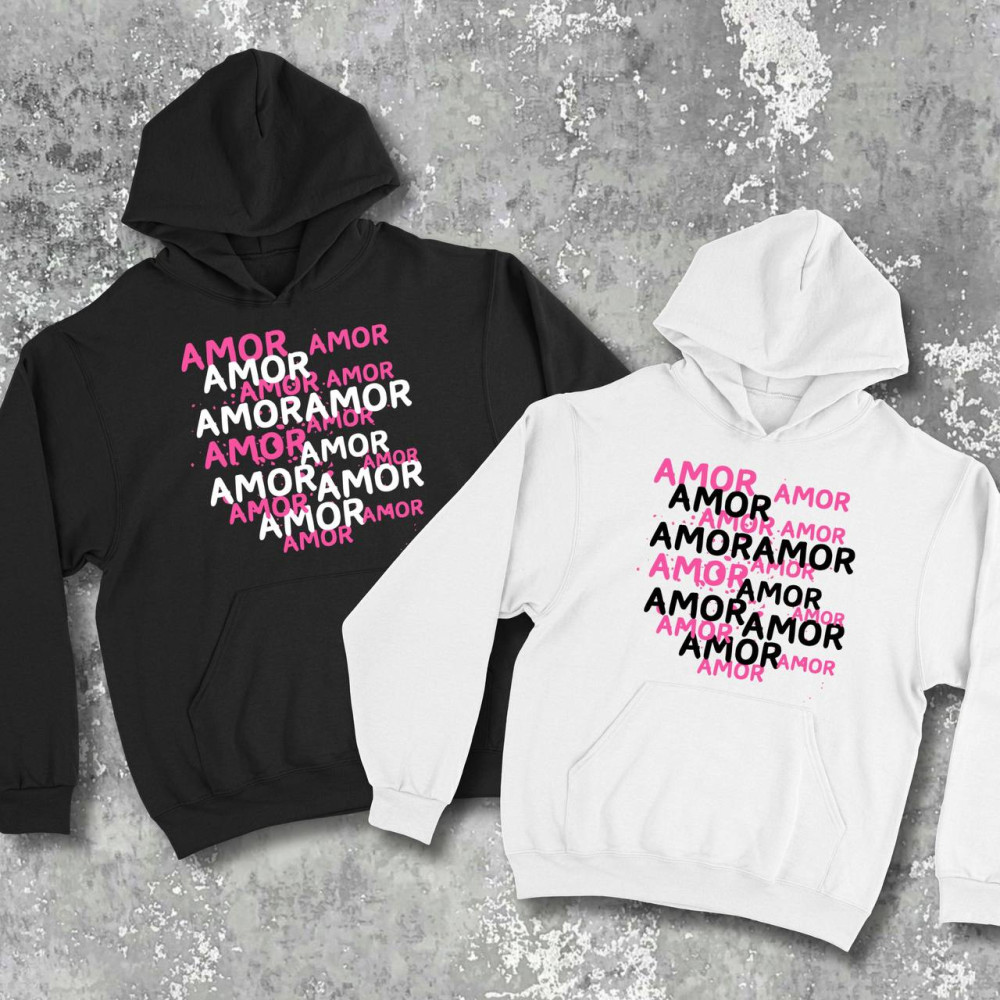 Парные худи с принтом - Amor!