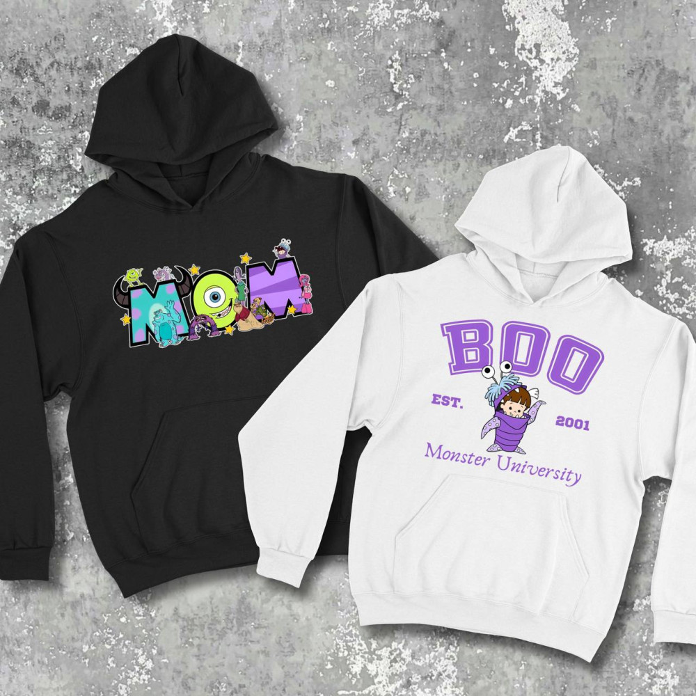 Парні худі з принтом - MOM\BOO!
