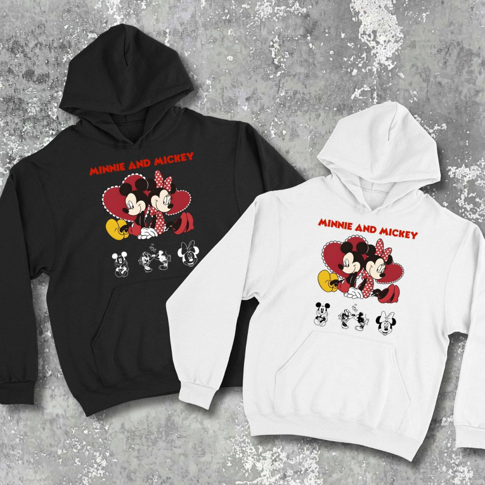 Парні худі з принтом - MINNIE AND MICKEY!