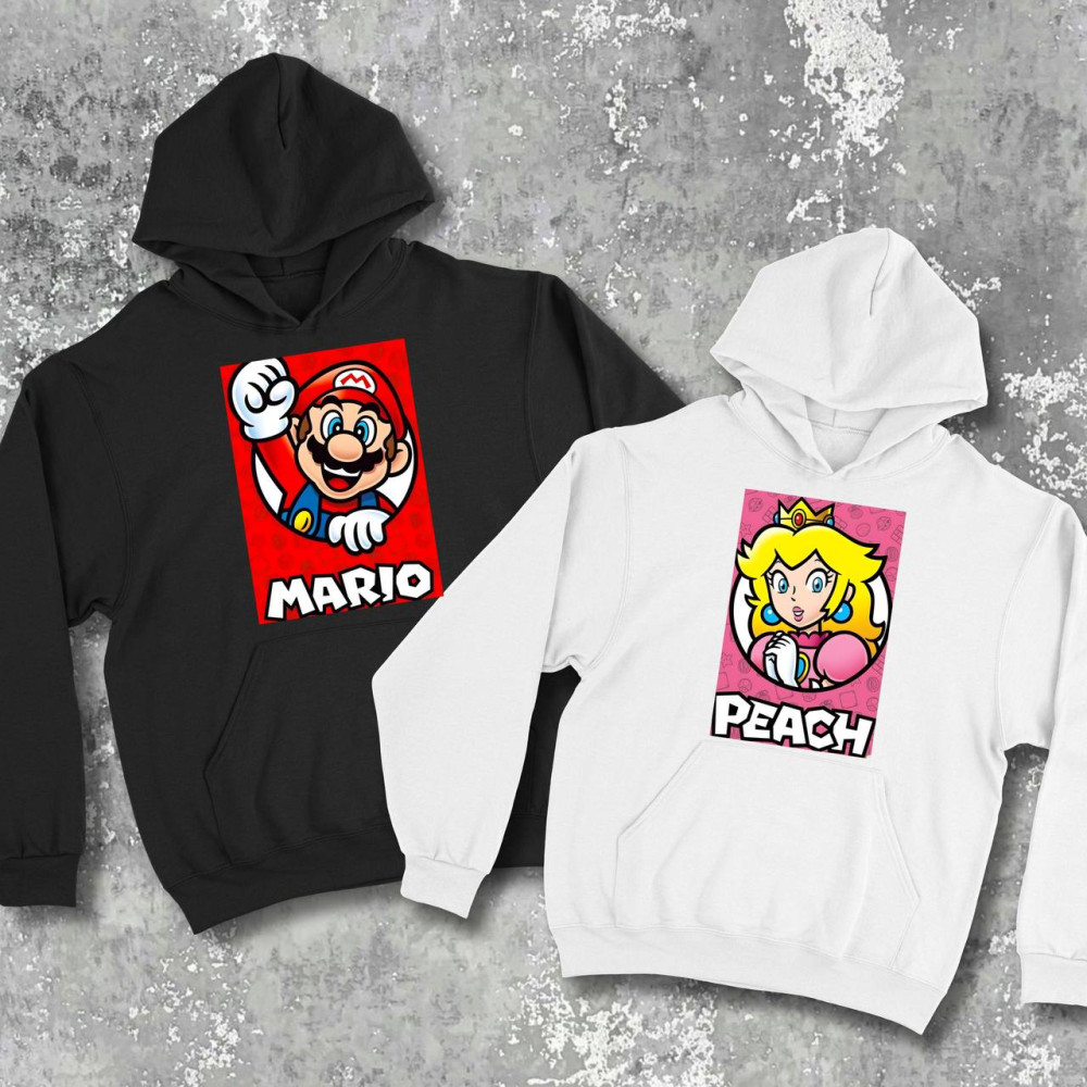 Парні худі з принтом - Mario&Peach!