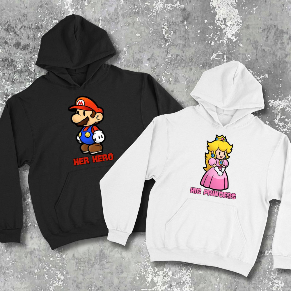 Парні худі з принтом - Her hero\his princess!
