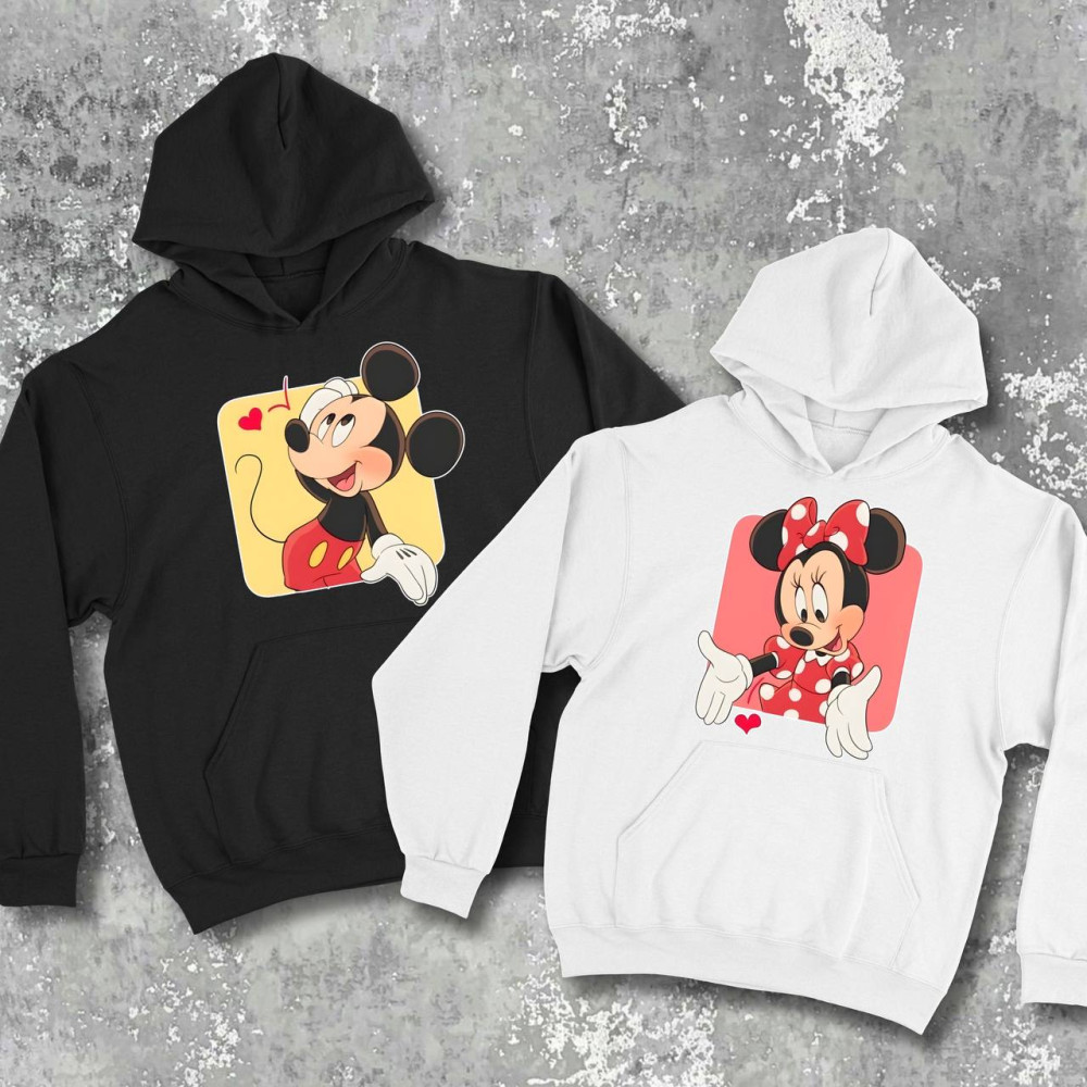 Парні худі з принтом - MINNIE AND MICKEY!