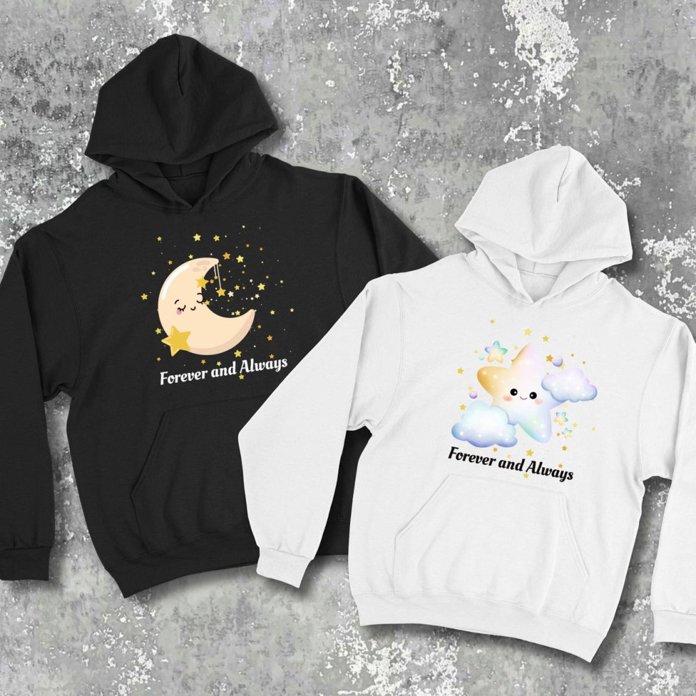 Парные худи с принтом - Always and Forever!