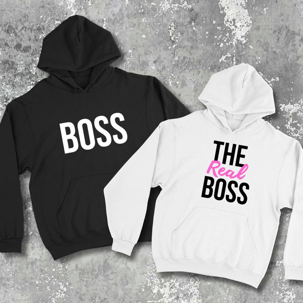 Парні худі з принтом - Boss!